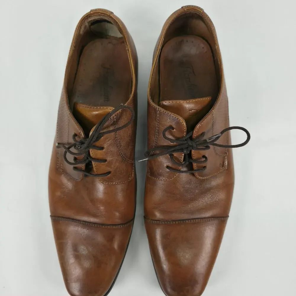 Florsheim Mens 11.5D Cap Toe Oxford Derby Leather Dress Shoes Cognac Brown